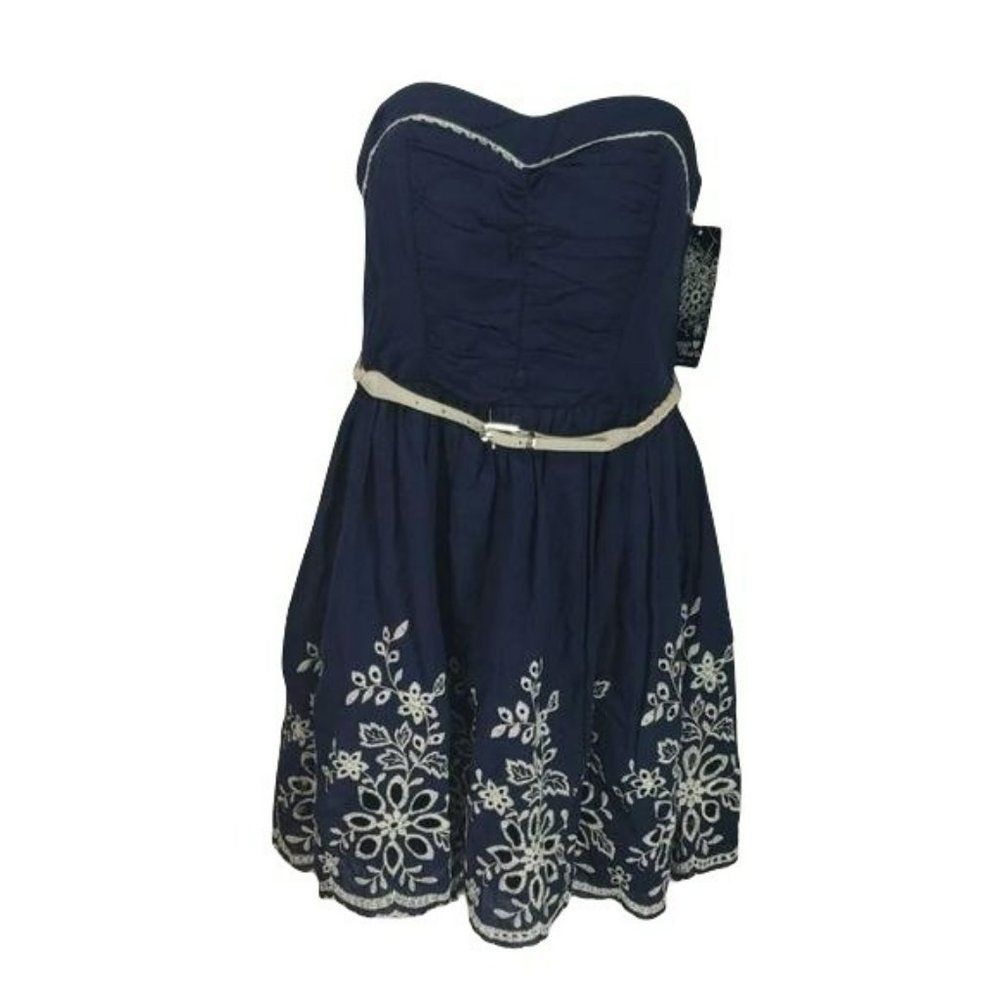 Sequin Hearts by Michelle Navy Strapless size 5 Dress NEW floral